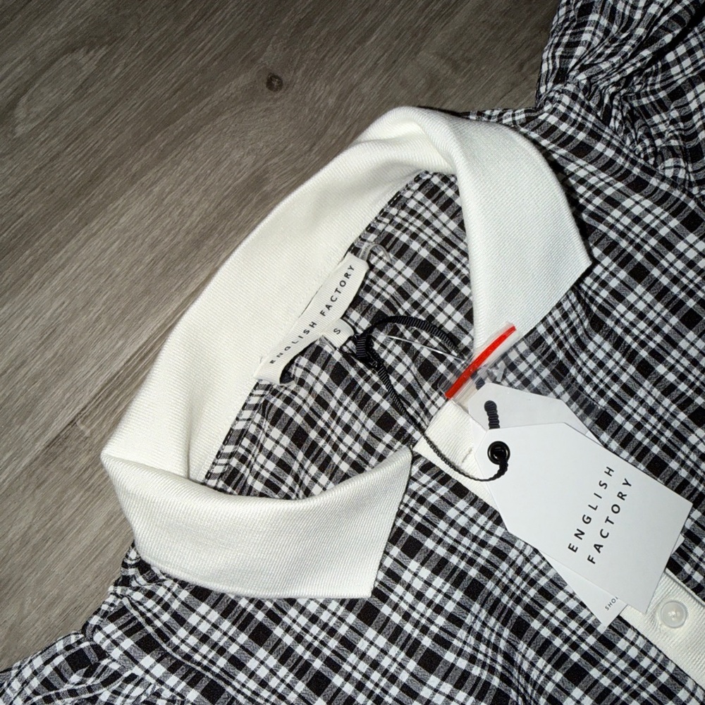 English Factory plaid A-line tiered midi dress - Picture 12 of 13
